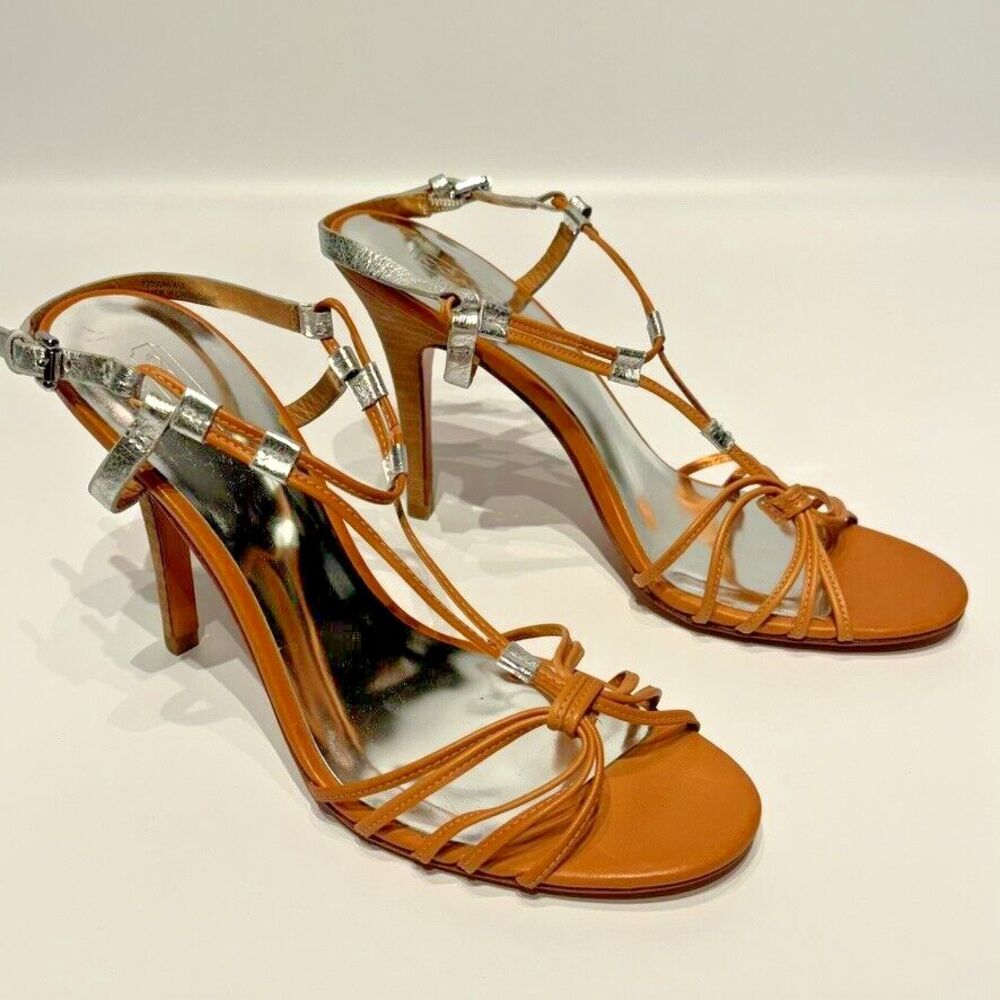 NWOB $170 Coach Lana Heels Brown Silver Leather Strappy Elegant Women’s Size 8.5 - Picture 4 of 12